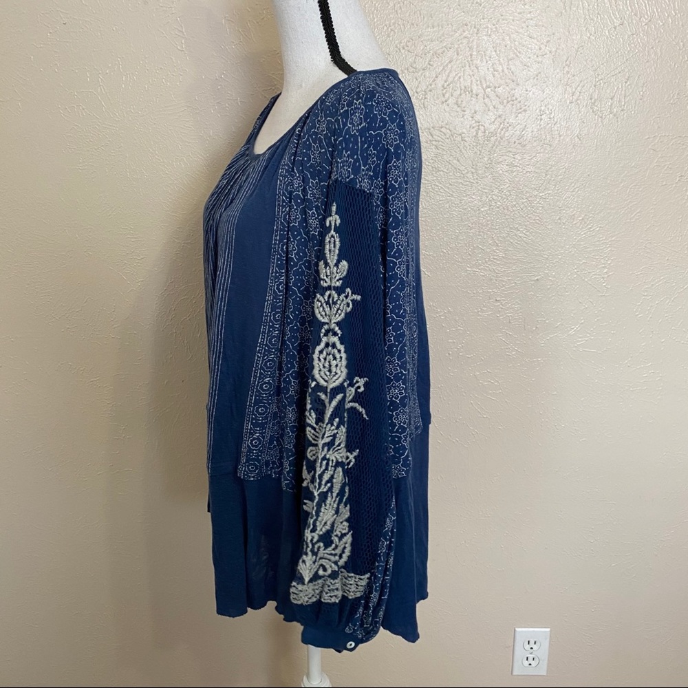 Free People Indigo Dreams Embroidered Mesh Tunic - Picture 8 of 14